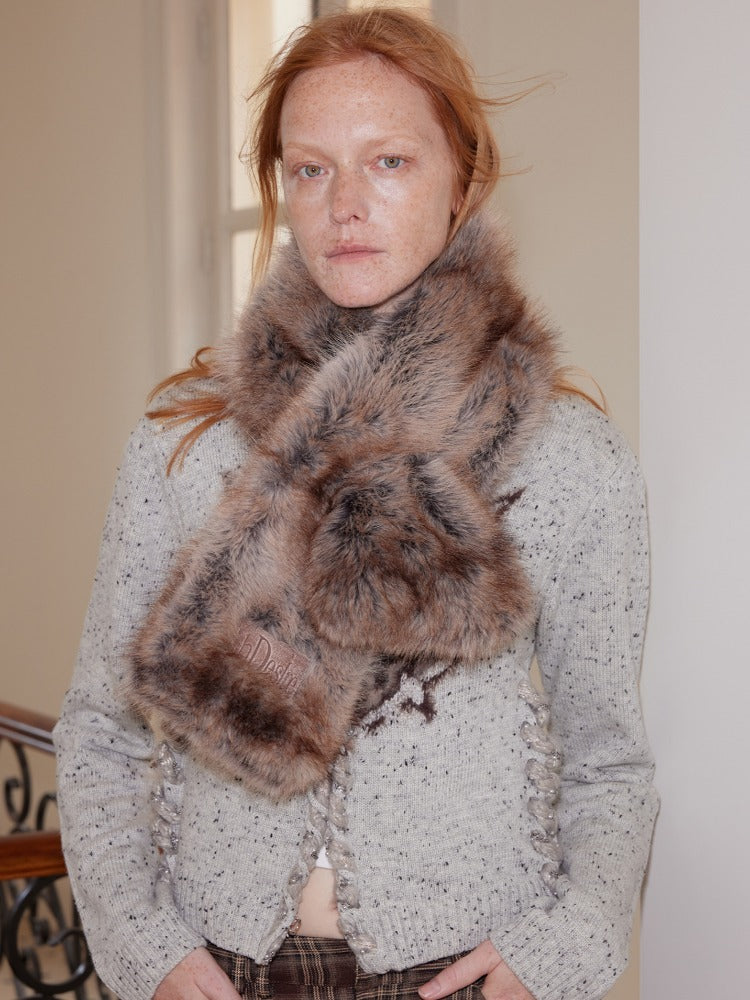 Double-tone Fur &amp; Leather Winter Scarf