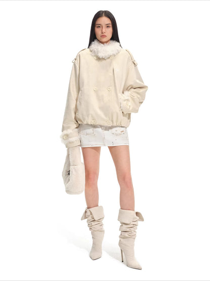 Faux Shearling Suede Jacket