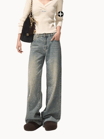 Washed Cotton Straight-Leg Jeans