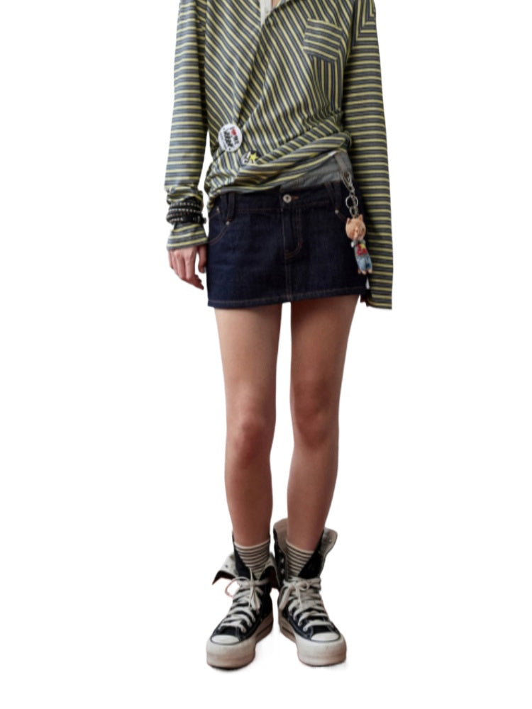 Fake Two-Piece Spliced Double Waistband Skirt - CHINASQUAD