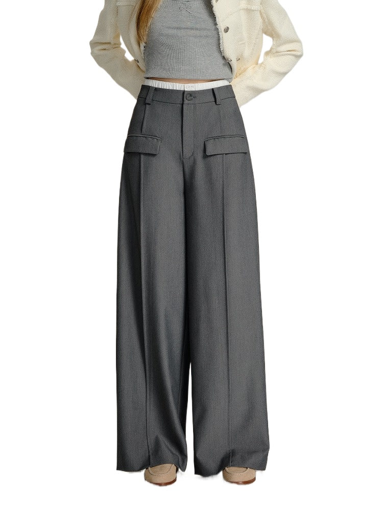 Black &amp; Gray Center Seam Wide-Leg Pants