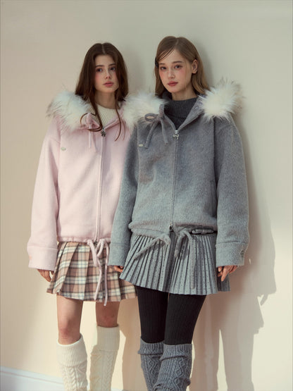Rose Hooded Wool-Blend Jacket