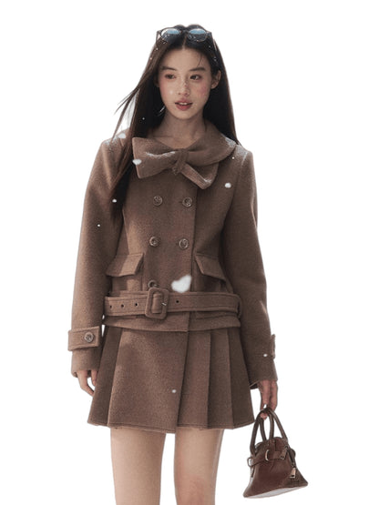 Vintage Double-Breasted Chestnut-Warm Jacket