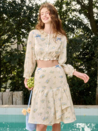 Comfortable Cotton Embroidered Shirt &amp; Skirt Set