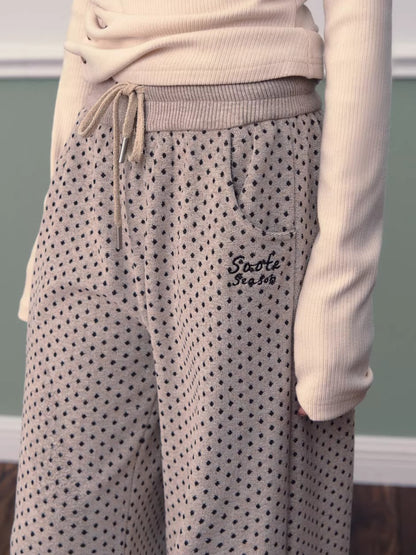 Polka Dot High-Waist Wide-Leg Pants
