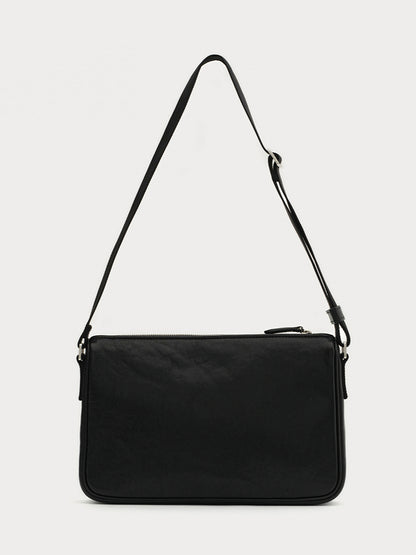 Black &amp; Silver Badge Leather Bag