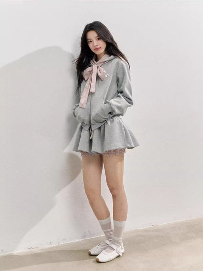 Preppy Style Bow Tie Hoodie