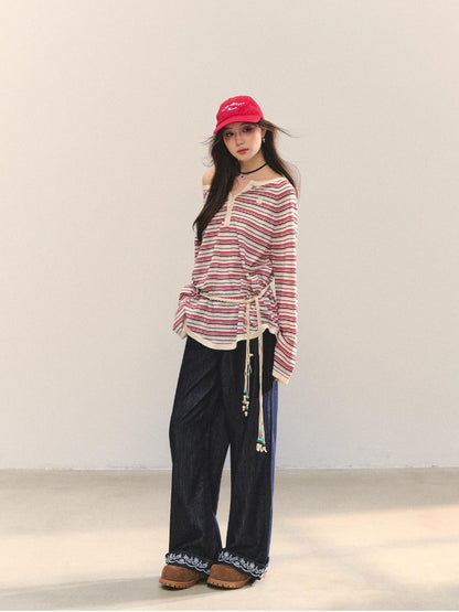 Multi-wear Striped Knit Top