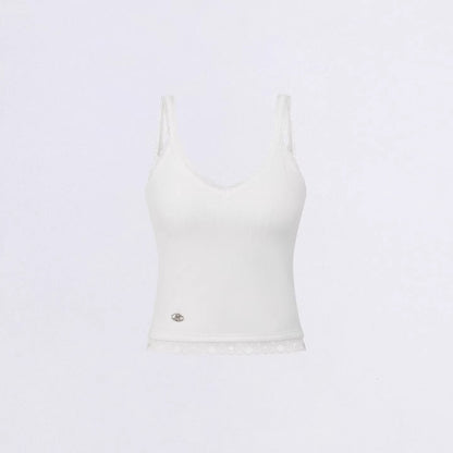 Lace-Trim V-Neck Knit Vest