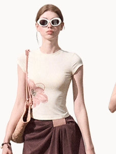 Slim-Fit Floral Print Short-Sleeve T-Shirt