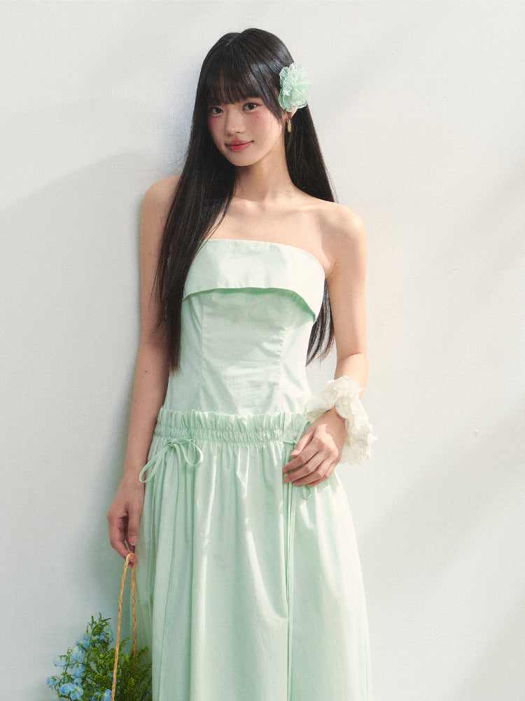 Tie-Waist Strapless Dress - CHINASQUAD