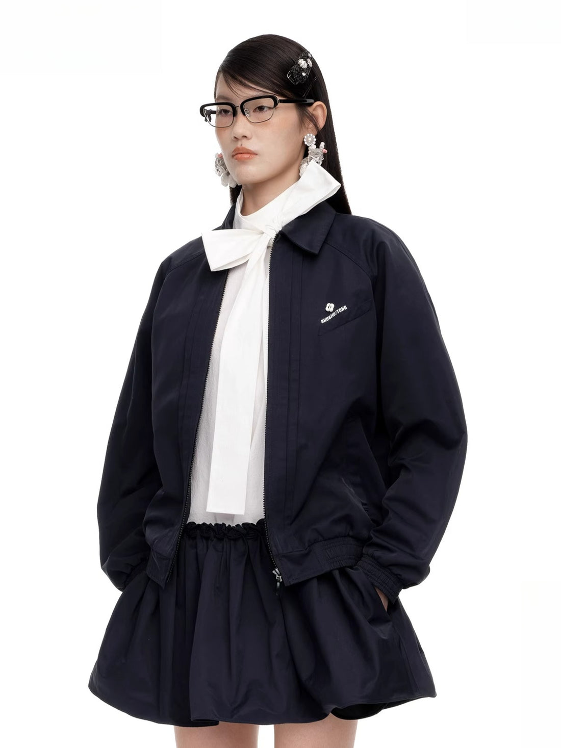 Tuck-Detail Minimalist Track Jacket