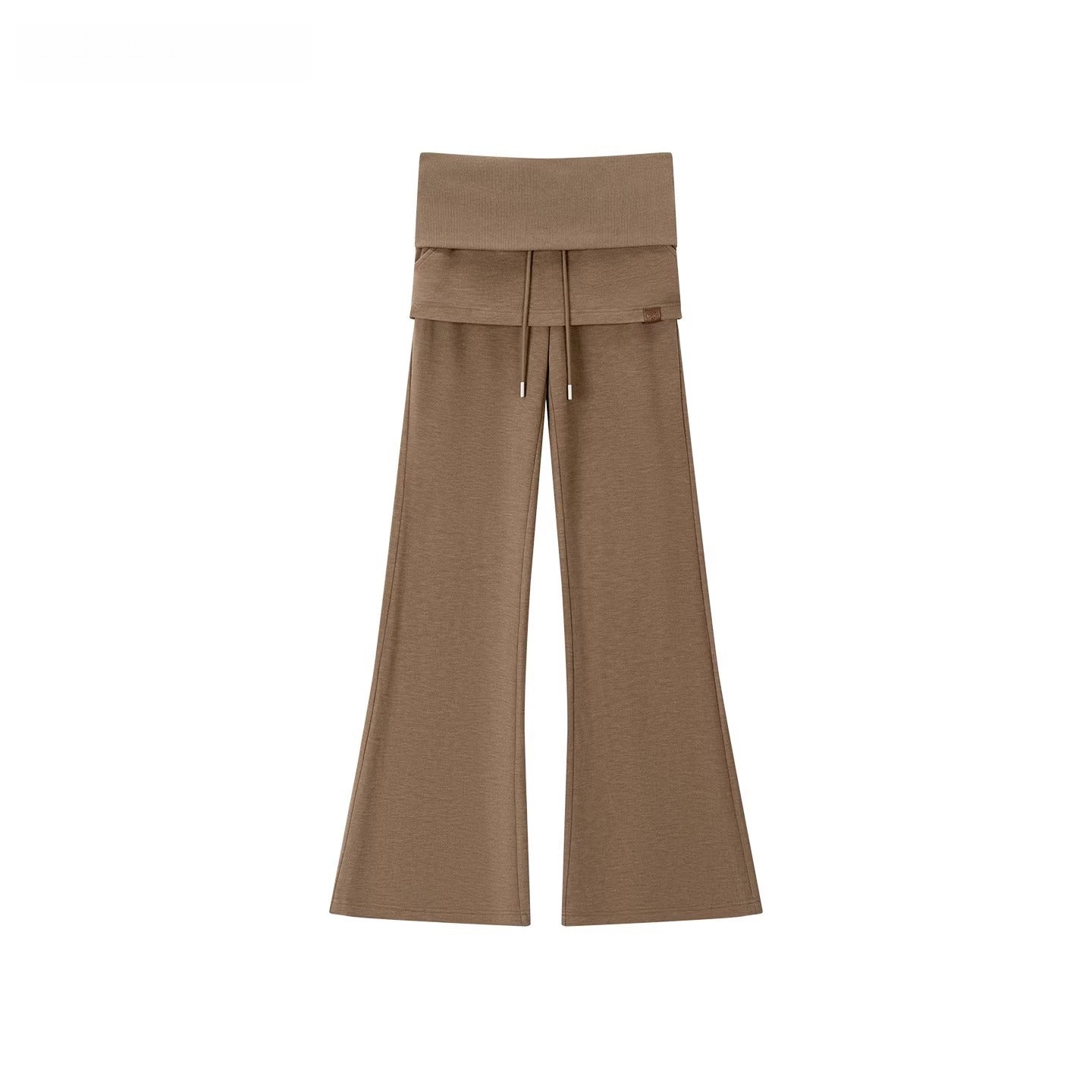 Folded Waist Spliced Skirt-Hem Sweatpants