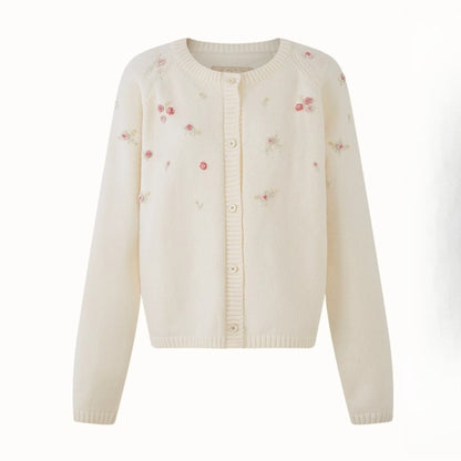 Hand-Embroidered Wool Cardigan
