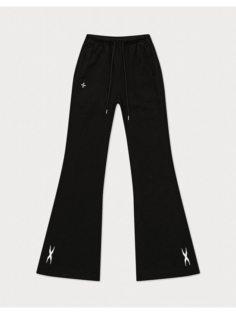 Black &amp; White Compass Flared Sweatpants