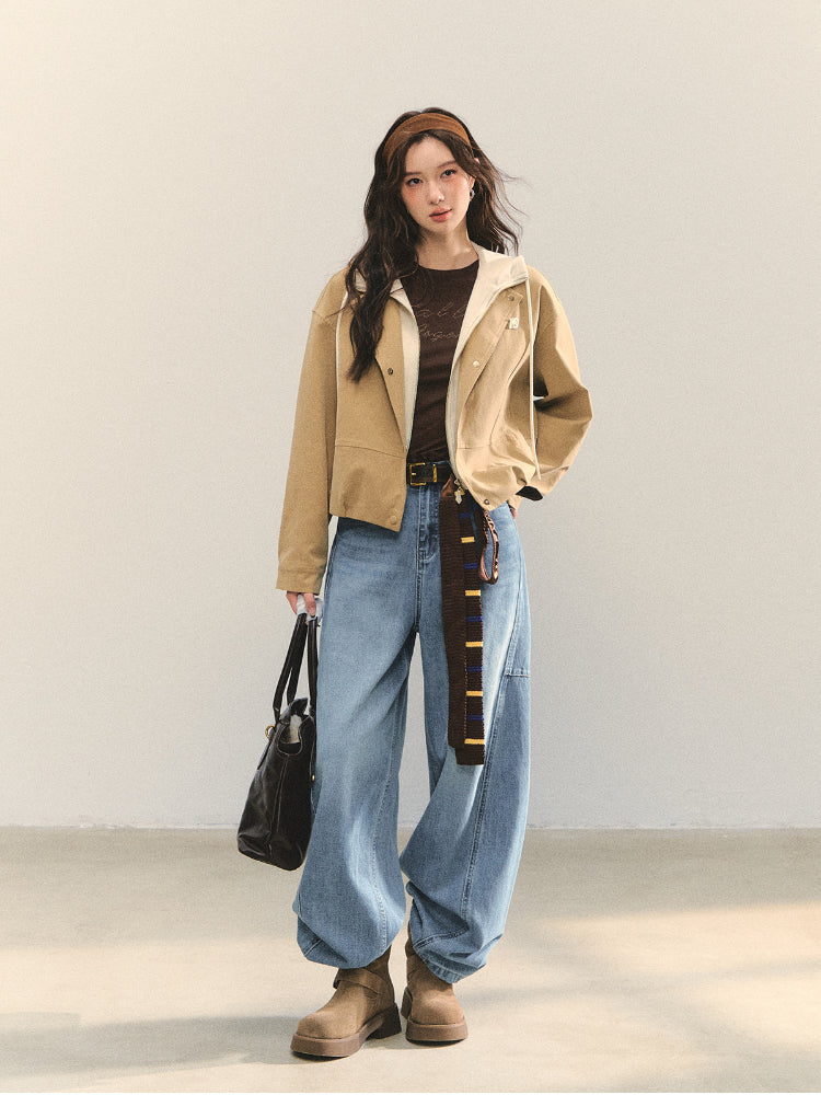 Two-piece Spliced Color-block Hooded Jacket - CHINASQUAD