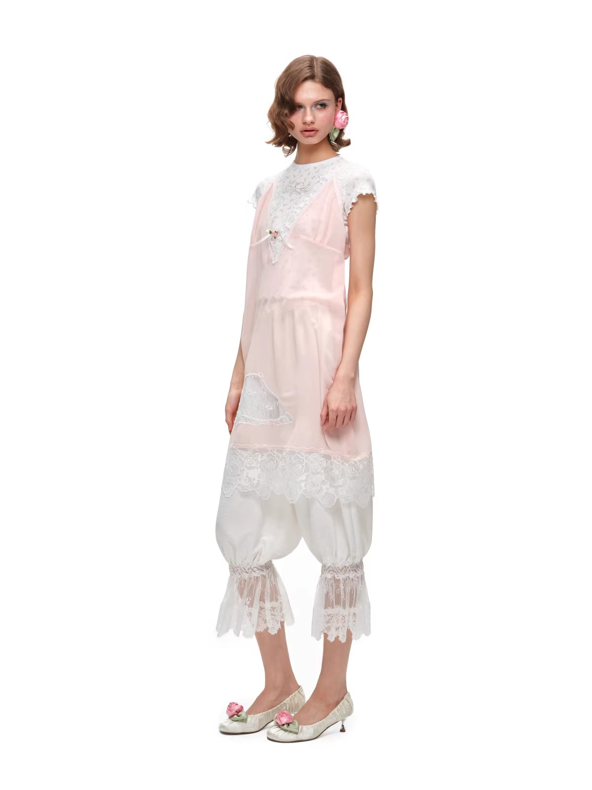 Lace-Trim Relaxed Cropped Balloon Pants