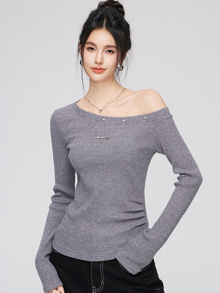 Asymmetric Shimmer Knit Top