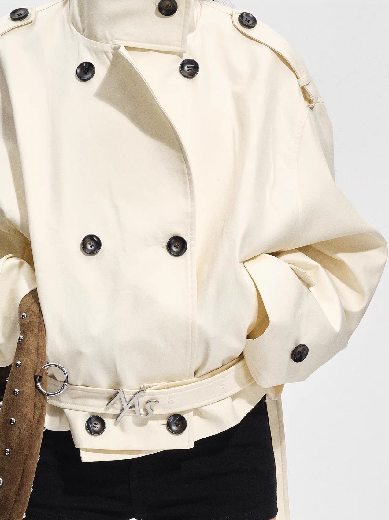 Washed Cotton-Tencel Moto-Style Short Jacket