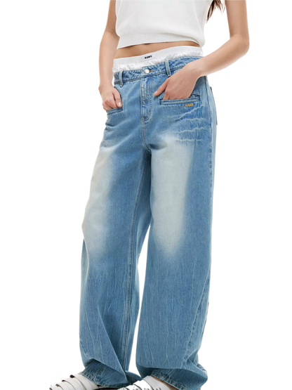 Breathable Relaxed Straight-Leg Denim Jeans