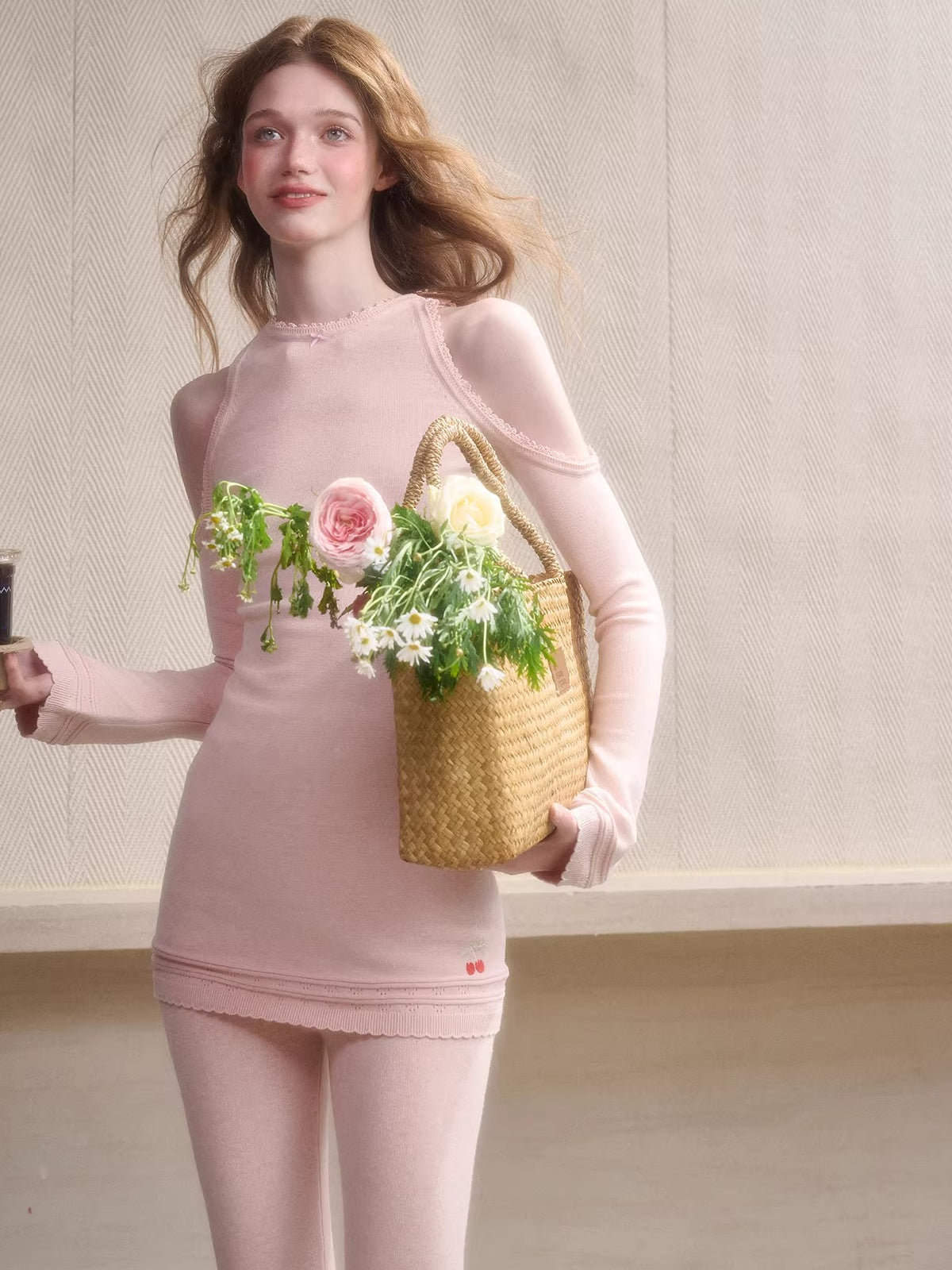 Hand-Crocheted Lace Off-Shoulder Knit Dress