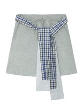 Fake Two-Piece Checkered Shirt Panel Sweatshirt - CHINASQUAD