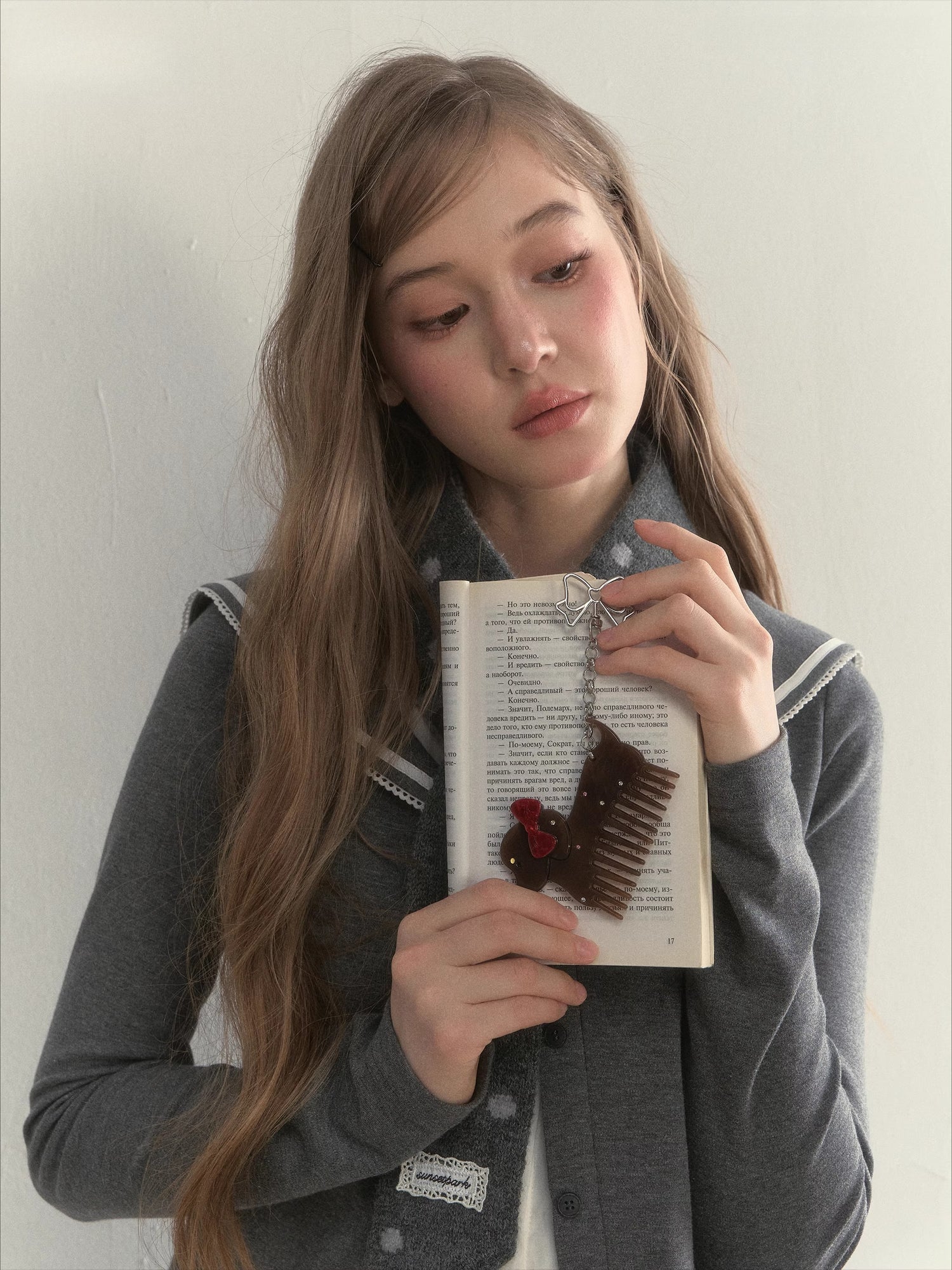 Vintage Bow Dachshund Rhinestone Comb