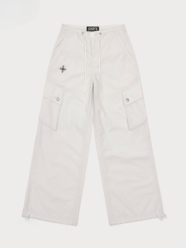 Drawstring - Adjustable Wide - Leg Utility Pants