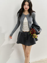 Handmade Rhinestone Collar Rose-Embroidered Knitted Cardigan - CHINASQUAD