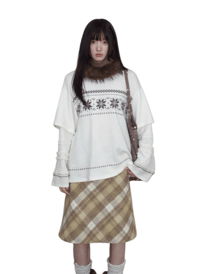 Layered Lace-Trim Long-Sleeve T-Shirt