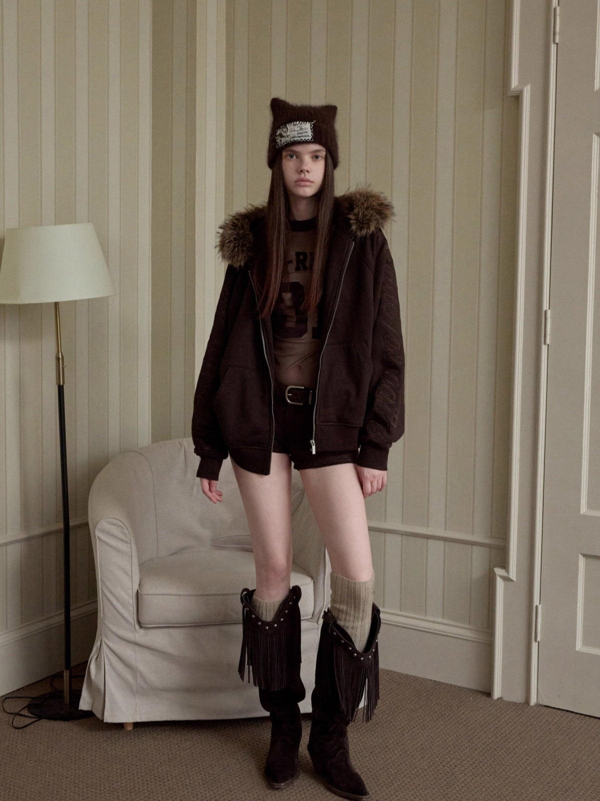 Faux-Fur Sweatshirt &amp; Jogger Set