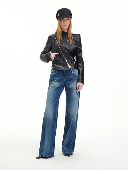Vintage Lightning Wash Straight-Leg Jeans