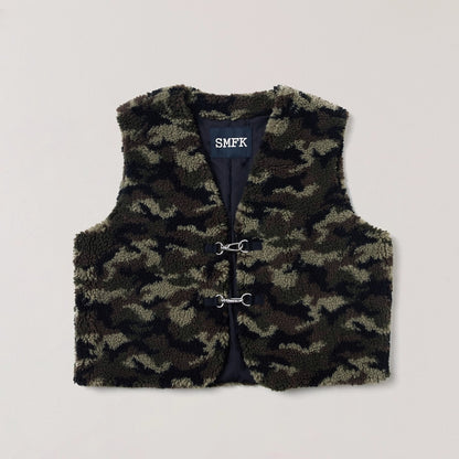 Cross Relic Oversized Faux Fur Vest