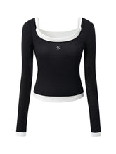 Color-block Two-piece Integrated Strap Layered T-shirt - CHINASQUAD