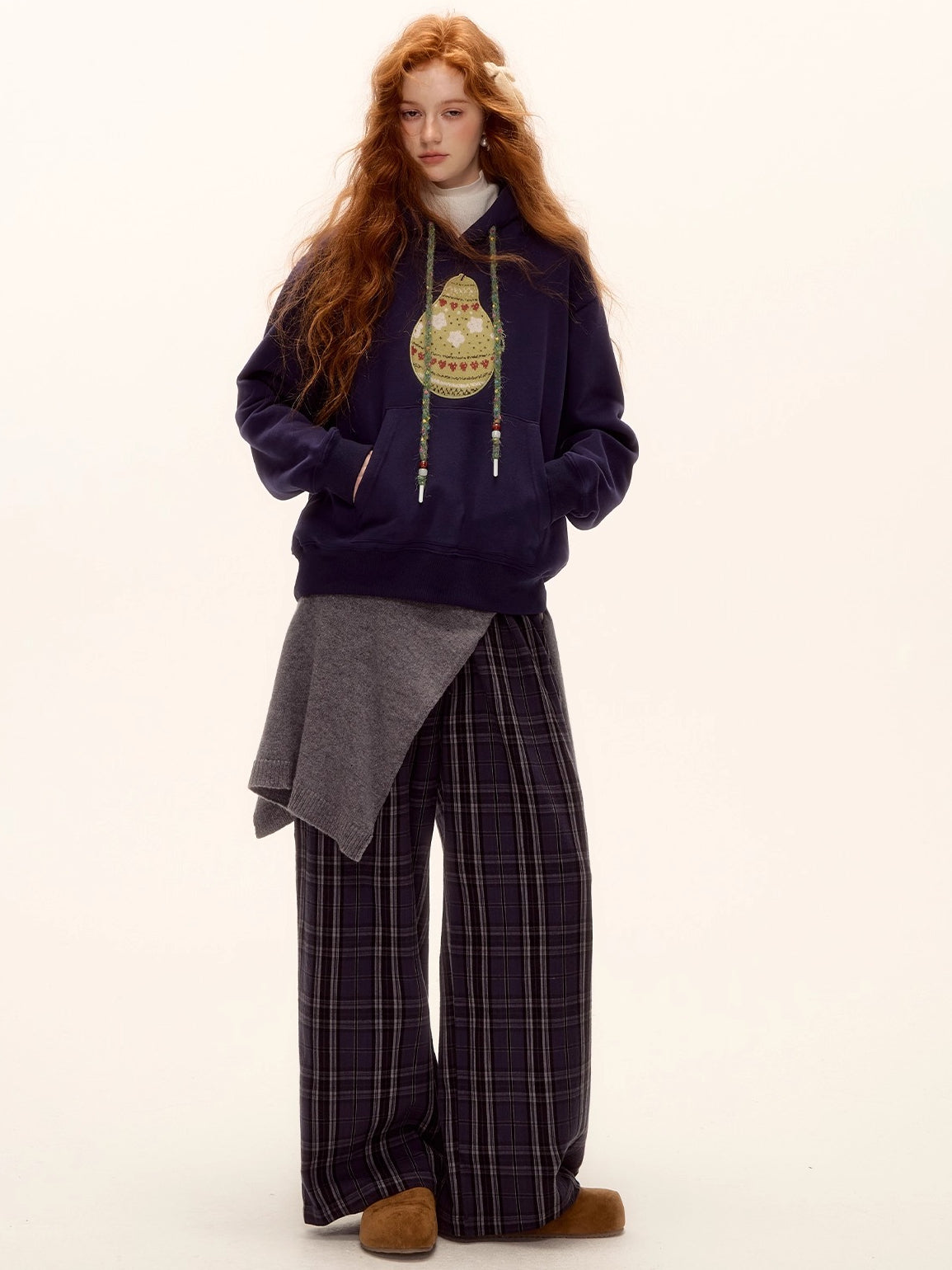 Brushed Fair Isle Knit Hoodie