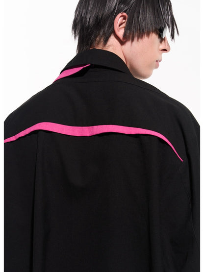 Layered Contrast Multi-Collar Asymmetric Shirt