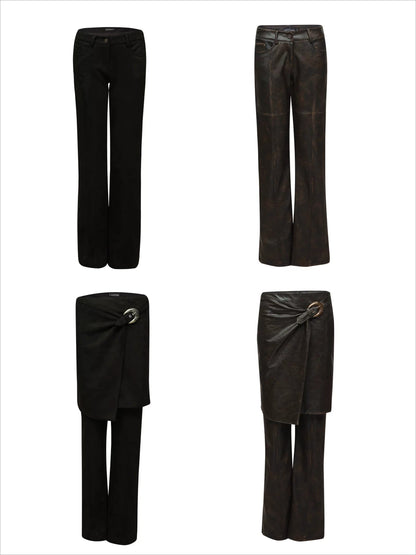 Detachable Two-Way Leather Skirt–Pants