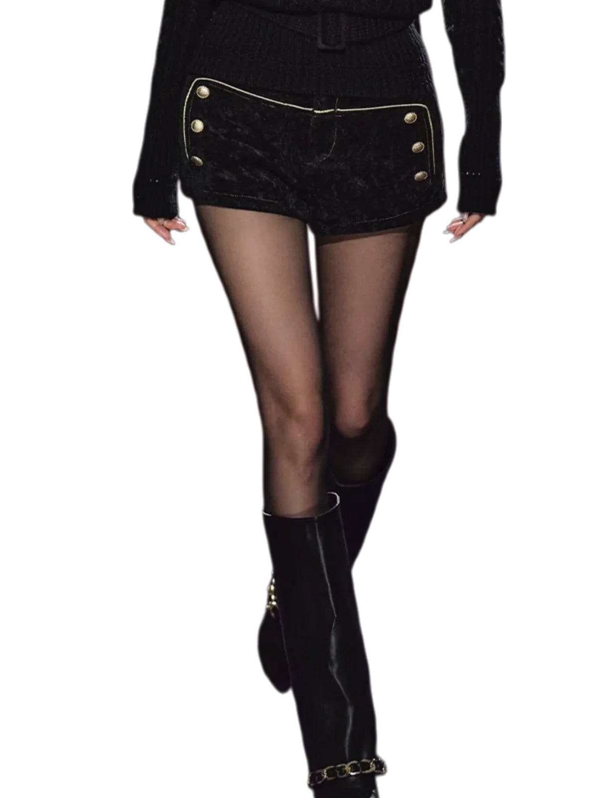 High-Density Corduroy Double-Breasted Slim Shorts