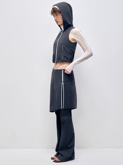 Sleeveless Hooded Zipper Double-layer Vest