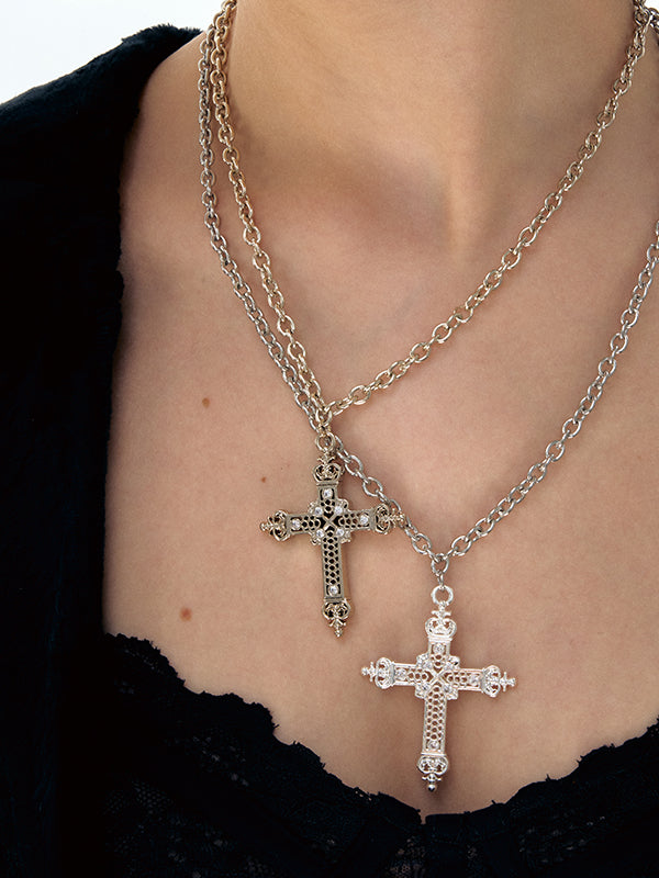 Unisex Hollow Vintage Cross Pendant Necklace