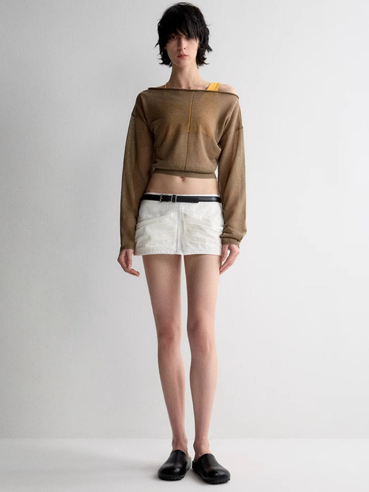 White Denim Straight Skirt