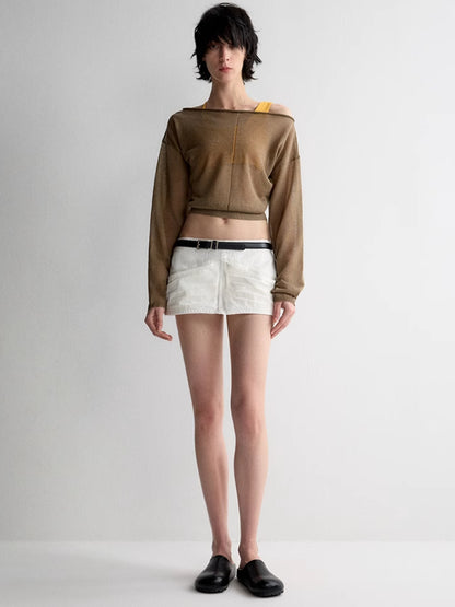 White Denim Straight Skirt