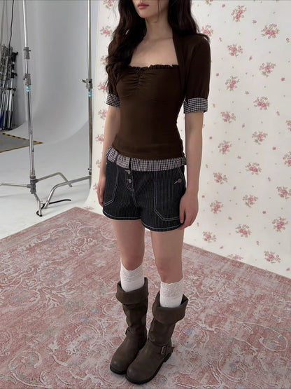 Vintage Square-Neck Wool-Blend T-Shirt