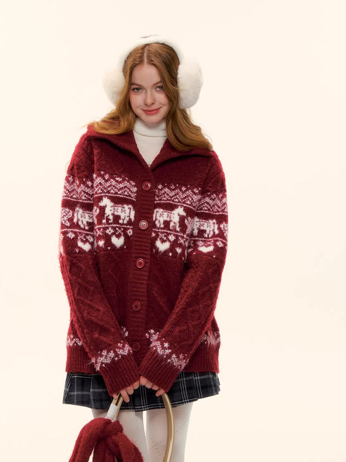 Red Loose Knit Sweater Cardigan