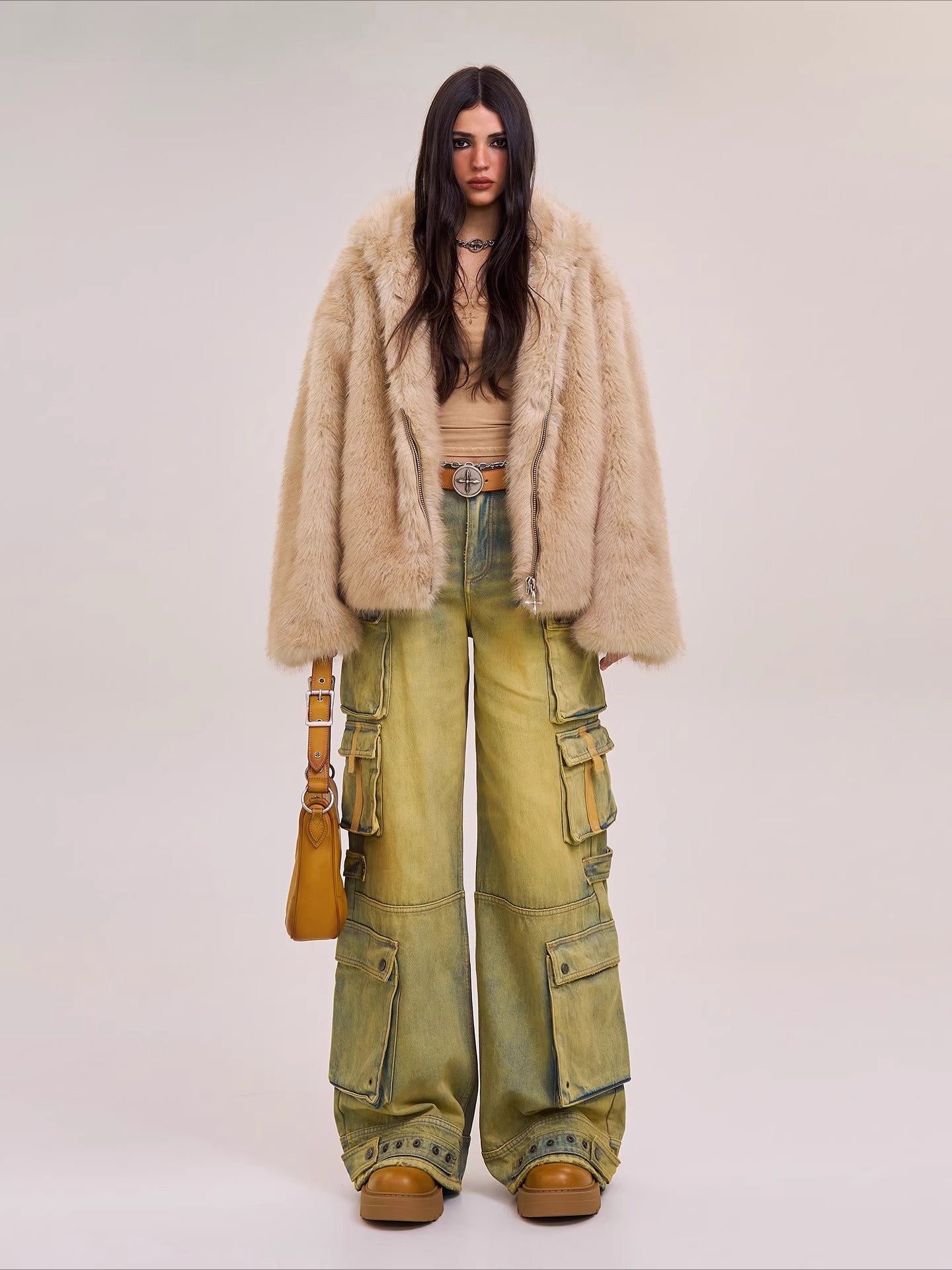 Wild Mustang Multi-Pocket Wide-Leg Jeans