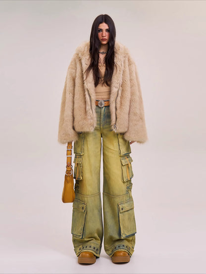 Wild Mustang Multi-Pocket Wide-Leg Jeans