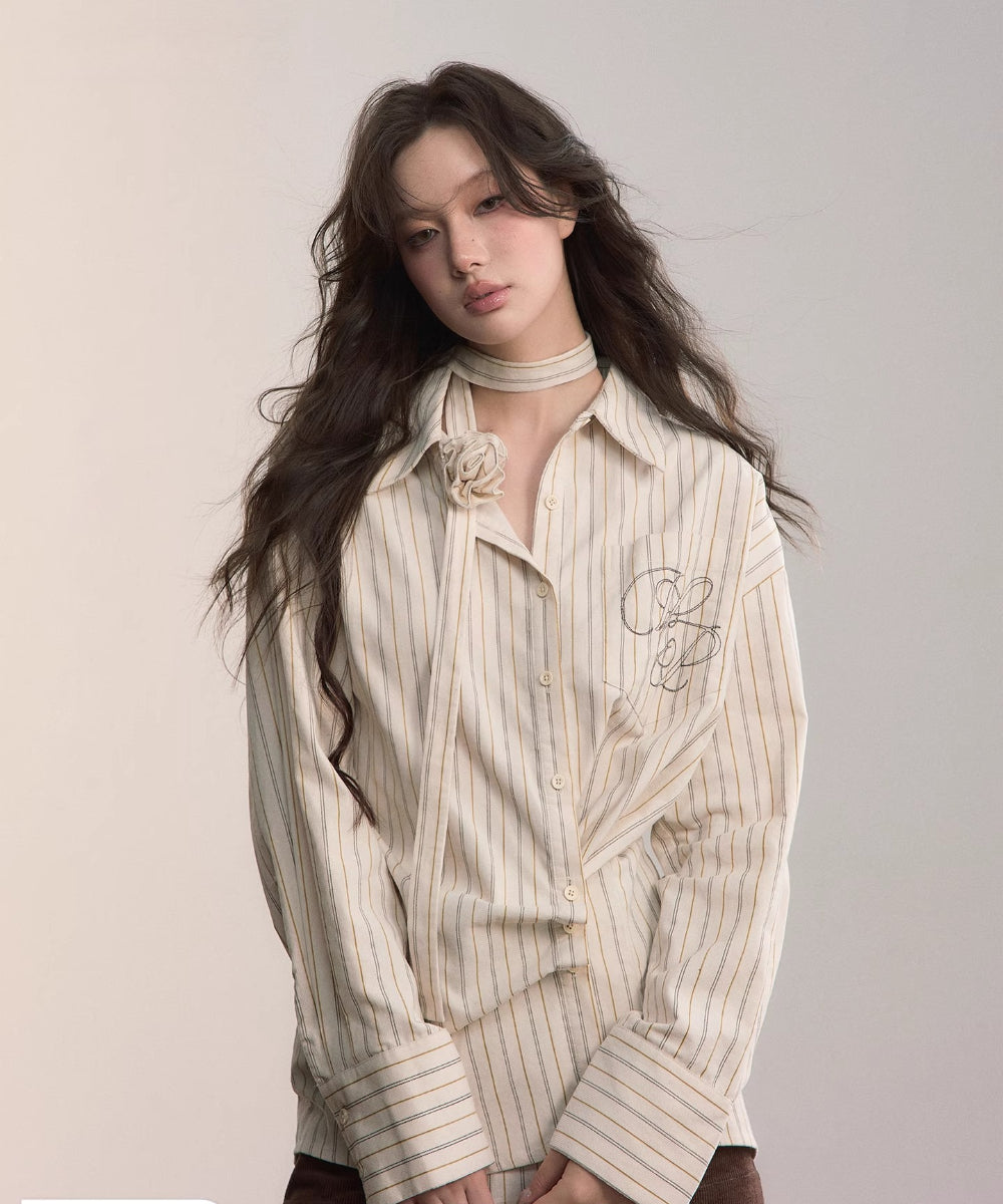 Two-Way Striped Cotton Shirt