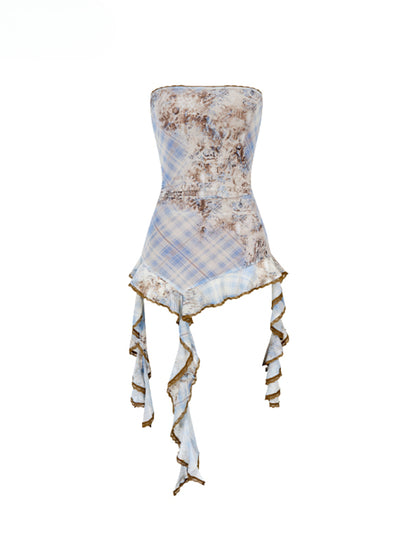 Irregular Print Mesh Bandeau
