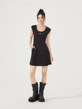 U-neck Waist-cinching Sleeveless Little Black Dress - CHINASQUAD