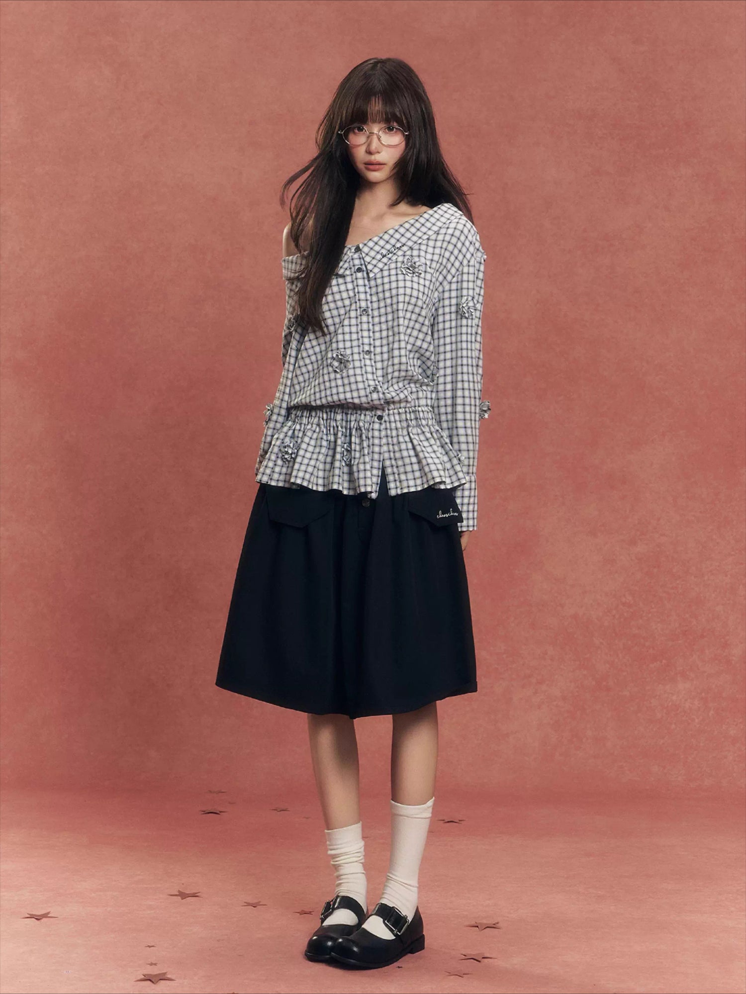 One-Shoulder Convertible Waist-Cinched Shirt